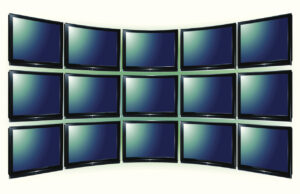 Video Wall, Final illustration is using adobe effect bulge to curve the TV